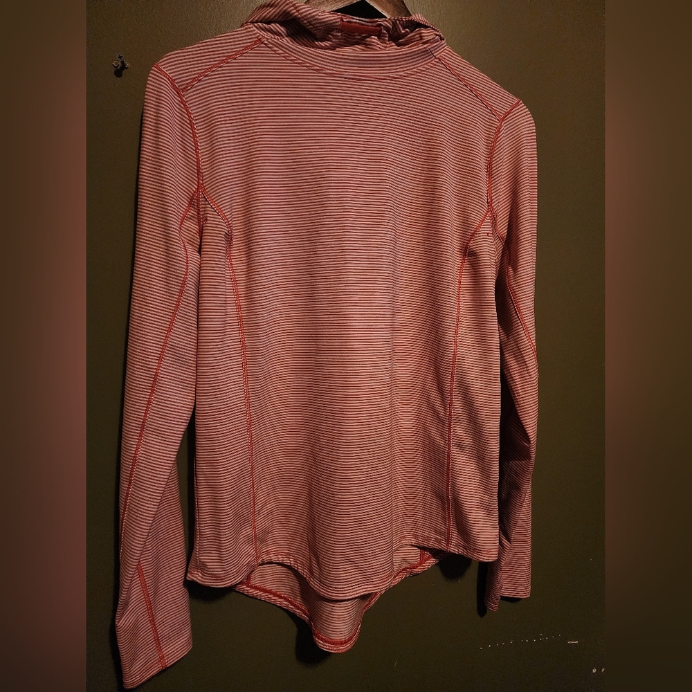 Duluth Trading Co Coral Striped Hoodie Womens Medium